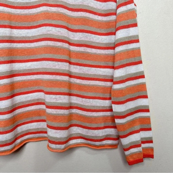 Tommy Bahama Womens Medium Linen Orange Stripe Long Sleeve Top - Picture 5 of 12
